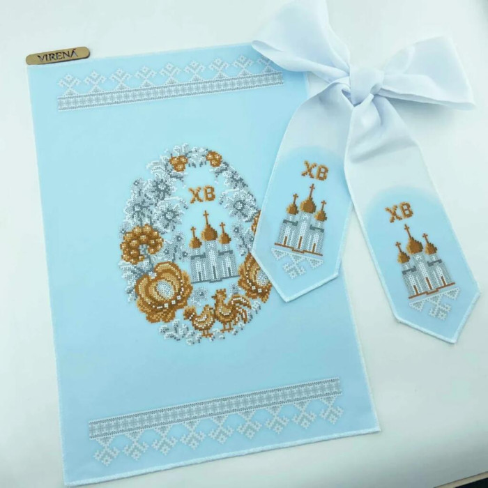 БК_109 Virena Заготовка для вишивки бісером - Великодній бант на кошик 11x140 см (габардин)