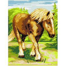 BL02 Чарівниця Набір для вишивки друкованим хрестиком - Кінь-возовик 24x32 см (схема на канві)