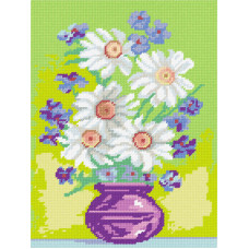 BL05 Чарівниця Набір для вишивки друкованим хрестиком - Ромашки в вазі 24x32 см (схема на канві)