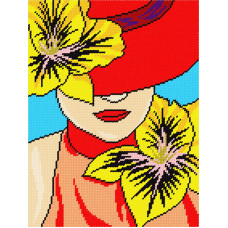 BL31 Чарівниця Набір для вишивки друкованим хрестиком - Пані в капелюсі 24x32 см (схема на канві)