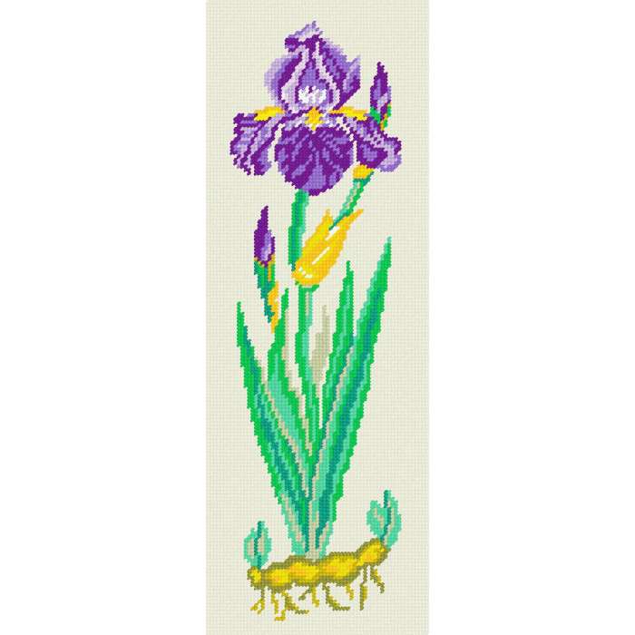 BS06 Чарівниця Набір для вишивки друкованим хрестиком - Синій півник, гербарій 14x42 см (схема на канві)