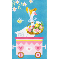 BS131 Чарівниця Набір для вишивки друкованим хрестиком - Гусак і писанка 15x25 см (схема на страміні)