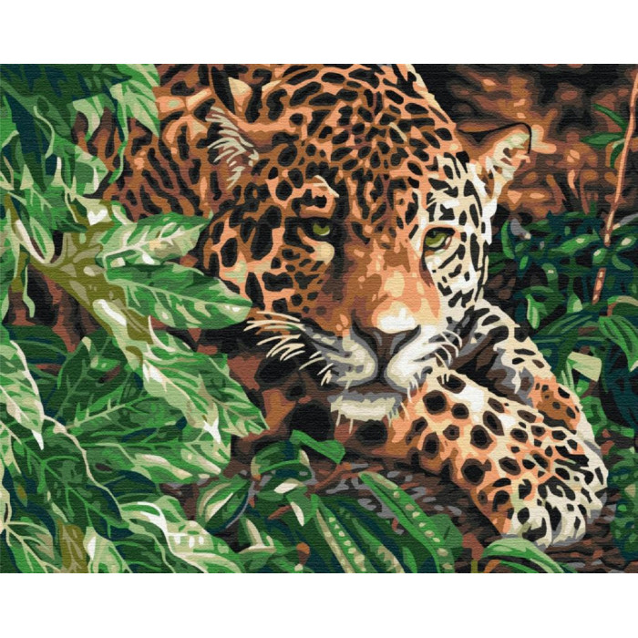 BS51754 Леопард з смарагдовими очима. Brushme. Картина за номерами
