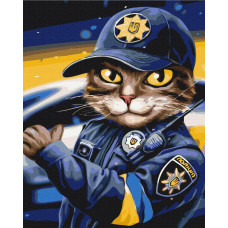 BS53237 Котик поліцейський ©Маріанна Пащук. Brushme. Картина за номерами