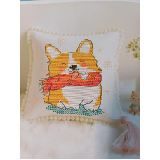 BZ666 Joy Sunday Набір для вишивки друкованим хрестиком - Посміхається шиба-іну 14x13 см, Aida14