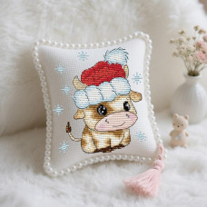 BZ670 Joy Sunday Набір для вишивки друкованим хрестиком - Різдвяна корівка 17x15 см, Aida14