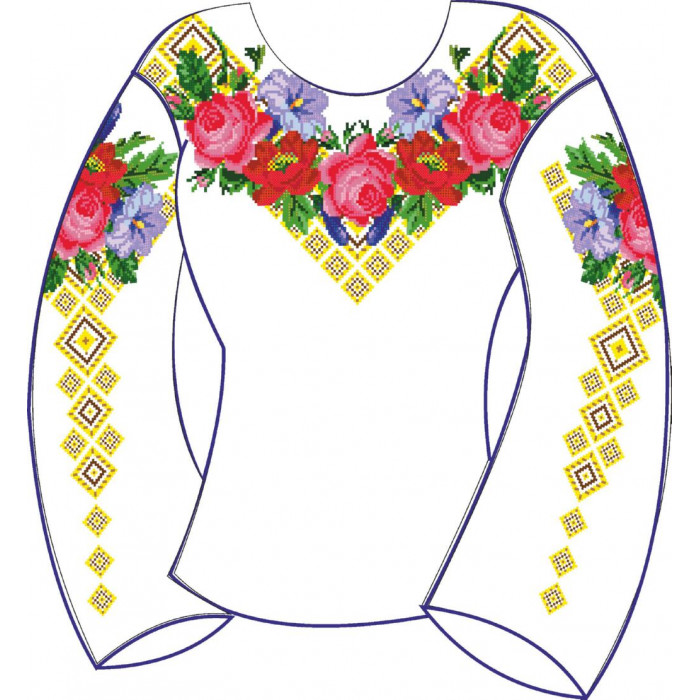 БЖ-002г Жіноча блуза (габардин). Rainbow beads. Заготовка для вишивки нитками або бісером
