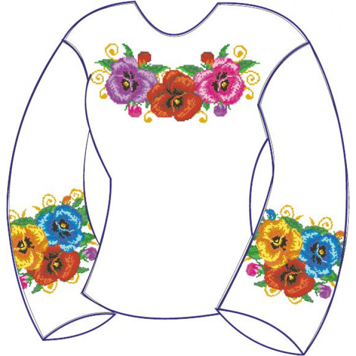 БЖ-006г Жіноча блуза (габардин). Rainbow beads. Заготовка для вишивки нитками або бісером