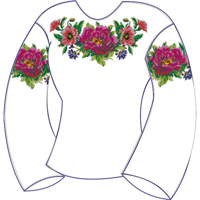 БЖ-009Ж2г Жіноча блуза (габардин). Rainbow beads. Заготовка для вишивки нитками або бісером