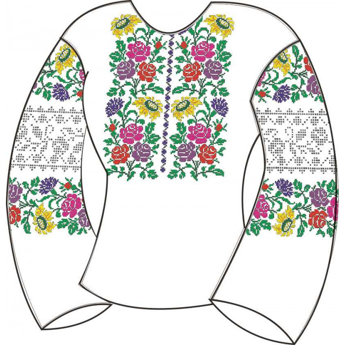 БЖ-010Рг Жіноча блуза (габардин). Rainbow beads. Заготовка для вишивки нитками або бісером