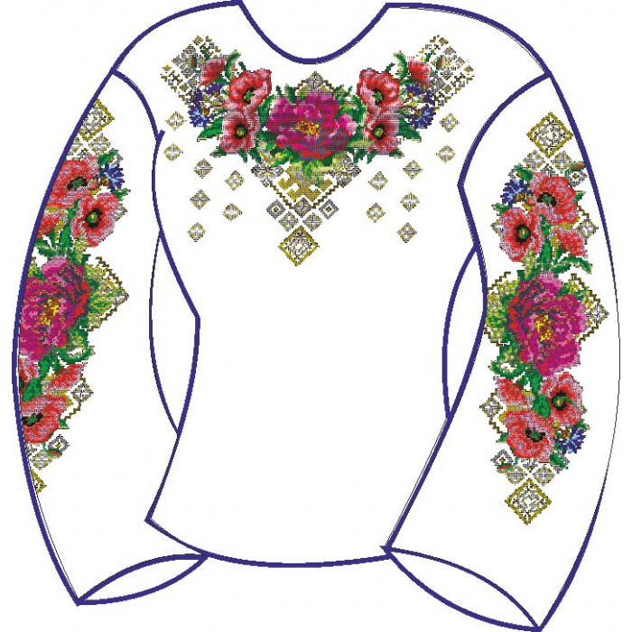 БЖ-012г Жіноча блуза (габардин). Rainbow beads. Заготовка для вишивки нитками або бісером