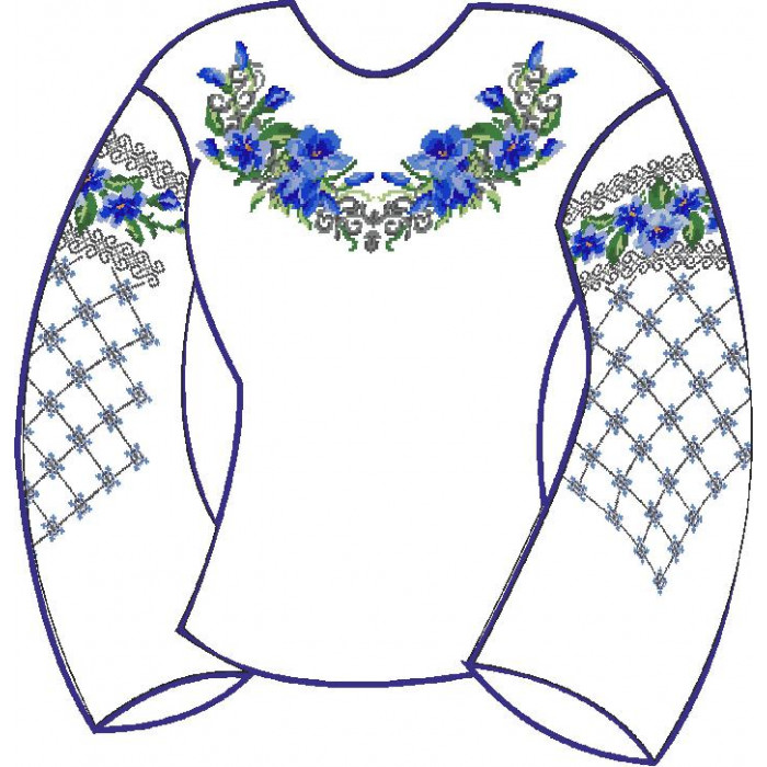 БЖ-018а Жіноча блуза (атлас-коттон). Rainbow beads. Заготовка для вишивки нитками або бісером(Знятий з виробництва)