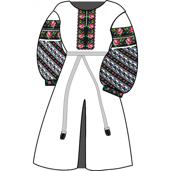 БЖ-033С3а Жіноче плаття (атлас-коттон). Rainbow beads. Заготовка для вишивки нитками або бісером(Знятий з виробництва)
