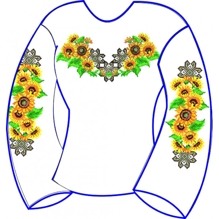 БЖ-035д Жіноча блуза (домоткане полотно). Rainbow beads. Заготовка для вишивки нитками або бісером