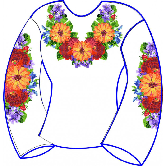 БЖ-036г Жіноча блуза (габардин). Rainbow beads. Заготовка для вишивки нитками або бісером