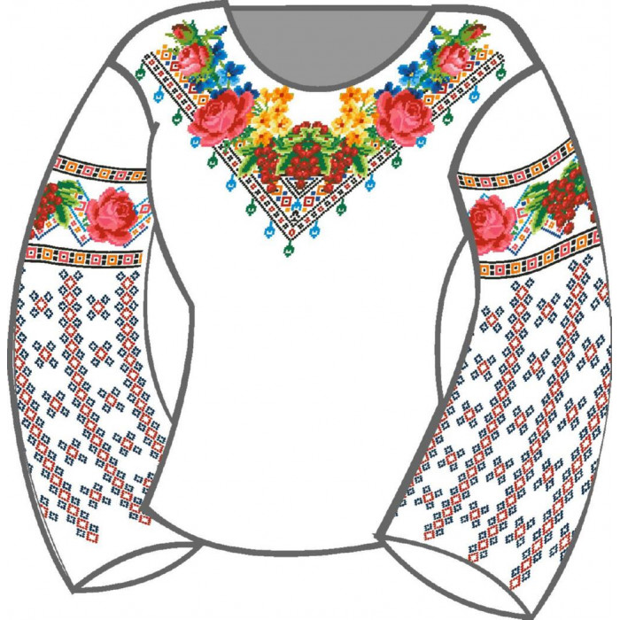 БЖ-037д Жіноча блуза (домоткане полотно). Rainbow beads. Заготовка для вишивки нитками або бісером