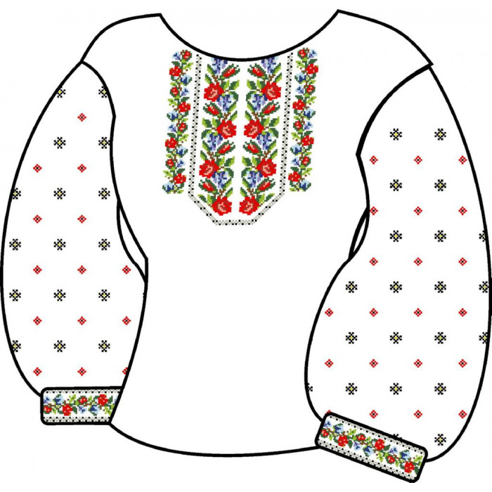 БЖ-039а Жіноча блуза (атлас-коттон). Rainbow beads. Заготовка для вишивки нитками або бісером(Знятий з виробництва)