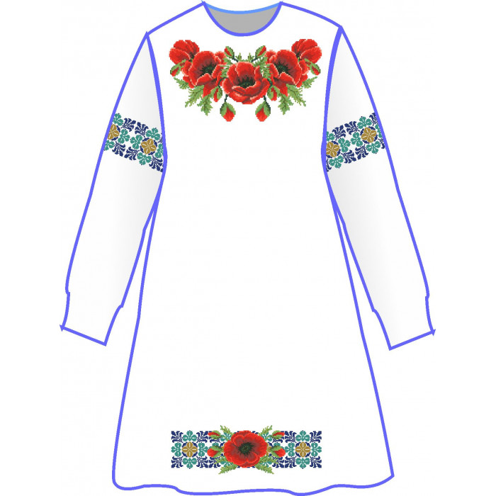 БЖ-040ДС2д Плаття для дівчинки, 6-12 років (домоткане полотно). Rainbow beads. Заготовка для вишивки нитками або бісером