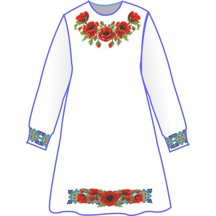 БЖ-040С2а Жіноче плаття (атлас-коттон). Rainbow beads. Заготовка для вишивки нитками або бісером(Знятий з виробництва)