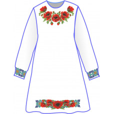 БЖ-040С2д Жіноче плаття (домоткане полотно). Rainbow beads. Заготовка для вишивки нитками або бісером