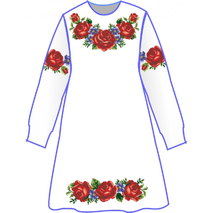 БЖ-041ДС2а Плаття для дівчинки, 6-12 років (атлас-коттон). Rainbow beads. Заготовка для вишивки нитками або бісером(Знятий з виробництва)