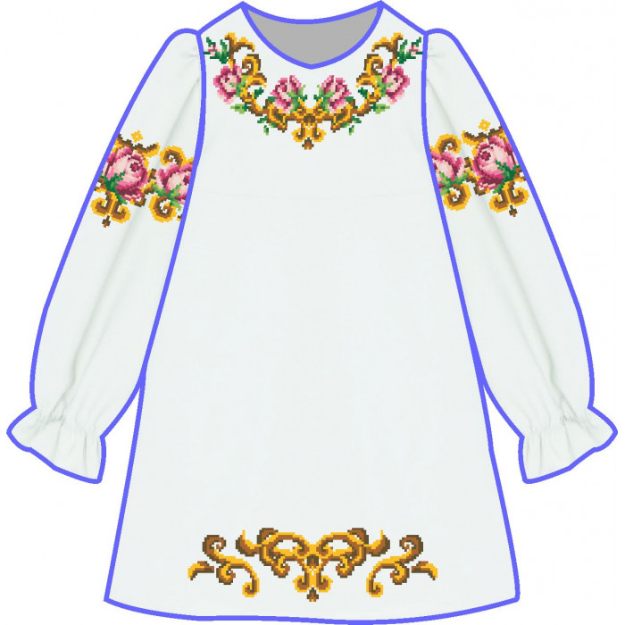 БЖ-042МС2г Плаття для дівчинки, 2-6 років (габардин полотно). Rainbow beads. Заготовка для вишивки нитками або бісером