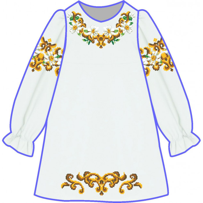 БЖ-043МС2а Плаття для дівчинки, 2-6 років (атлас-коттон). Rainbow beads. Заготовка для вишивки нитками або бісером(Знятий з виробництва)