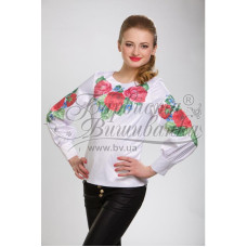 БЖ008шБнннн Барвиста вишиванка Заготовка для вишивки - Вишиванка жіноча Пишні троянди, фіалки р.42-54 шовк, білий