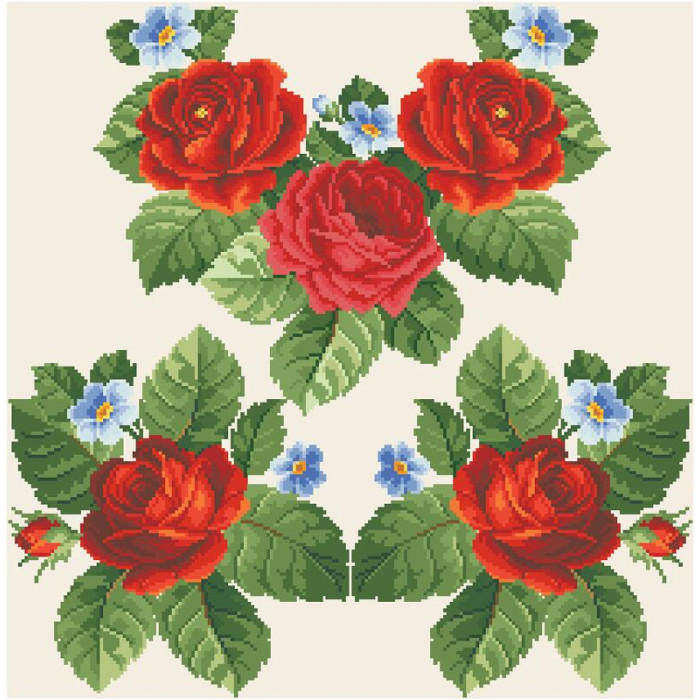 БЖ011кМнннн Вишиванка жіноча Пристрасні троянди, фіалки, атлас-котон, бежевий, р. 42-54. Барвиста вишиванка. Заготовка для вишивання бісером або нитками