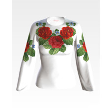 БЖ011шБнннн Барвиста вишиванка Заготовка для вишивки - Вишиванка жіноча Пристрасні троянди, фіалки р.42-54 шовк, білий