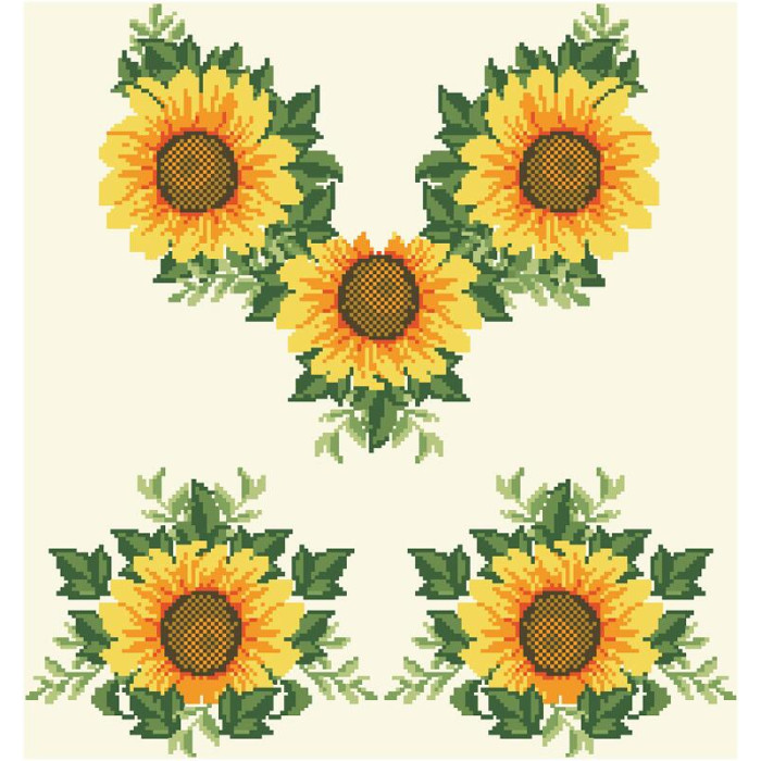 БЖ012кМнннн Вишиванка жіноча Соняхи, атлас-котон, бежевий, р. 42-54. Барвиста вишиванка. Заготовка для вишивання бісером або нитками