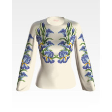 БЖ015кМнннн Вишиванка жіноча Іриси, атлас-котон, бежевий, р. 42-54. Барвиста вишиванка. Заготовка для вишивання бісером або нитками