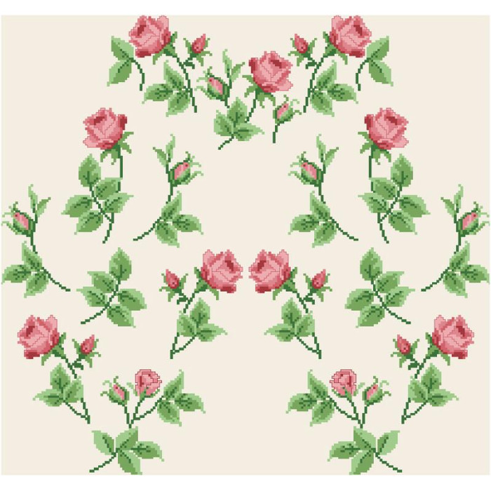 БЖ017кМнннн Вишиванка жіноча Тендітні троянди, атлас-котон, бежевий, р. 42-54. Барвиста вишиванка. Заготовка для вишивання бісером або нитками