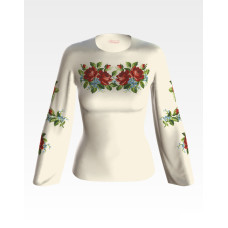 БЖ020кМнннн Вишиванка жіноча Вишукані троянди, атлас-котон, бежевий, р. 42-54. Барвиста вишиванка. Заготовка для вишивання бісером або нитками