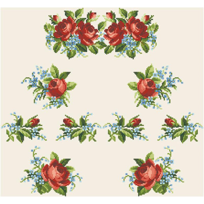 БЖ020кМнннн Вишиванка жіноча Вишукані троянди, атлас-котон, бежевий, р. 42-54. Барвиста вишиванка. Заготовка для вишивання бісером або нитками