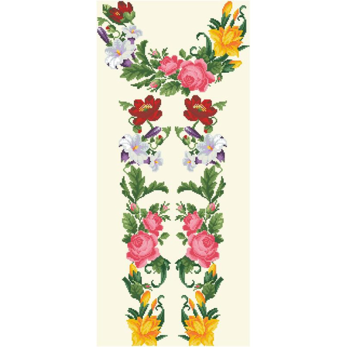 БЖ023кМнннн Вишиванка жіноча Королівські квіти, атлас-котон, бежевий, р. 42-54. Барвиста вишиванка. Заготовка для вишивання бісером або нитками