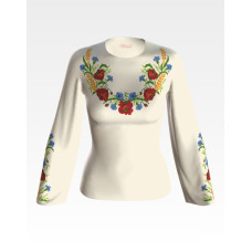 БЖ024кМнннн Вишиванка жіноча Польові квіти, атлас-котон, бежевий, р. 42-54. Барвиста вишиванка. Заготовка для вишивання бісером або нитками