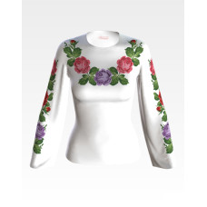 БЖ027шБнннн Барвиста вишиванка Заготовка для вишивки - Вишиванка жіноча Романтичні троянди р.42-54 шовк, білий