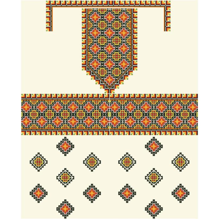 БЖ028кМнннн Вишиванка жіноча Прикарпаття, атлас-котон, бежевий, р. 42-54. Барвиста вишиванка. Заготовка для вишивання бісером або нитками