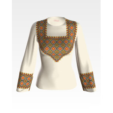 БЖ029кМнннн Вишиванка жіноча Прикарпаття, атлас-котон, бежевий, р. 42-54. Барвиста вишиванка. Заготовка для вишивання бісером або нитками