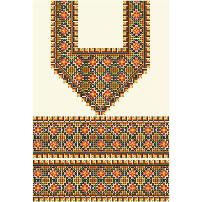 БЖ029кМнннн Вишиванка жіноча Прикарпаття, атлас-котон, бежевий, р. 42-54. Барвиста вишиванка. Заготовка для вишивання бісером або нитками