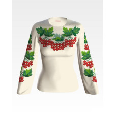 БЖ037кМнннн Вишиванка жіноча Калина, атлас-котон, бежевий, р. 42-54. Барвиста вишиванка. Заготовка для вишивання бісером або нитками