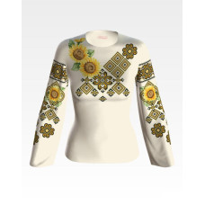 БЖ038кМнннн Вишиванка жіноча Сонячна, атлас-котон, бежевий, р. 42-54. Барвиста вишиванка. Заготовка для вишивання бісером або нитками