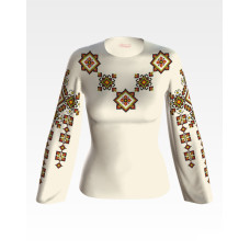 БЖ045кМнннн Вишиванка жіноча Намисто, атлас-котон, бежевий, р. 42-54. Барвиста вишиванка. Заготовка для вишивання бісером або нитками