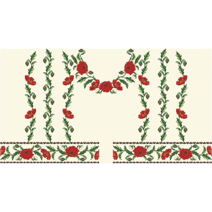 БЖ050кМнннн Вишиванка жіноча Тендітні маки, атлас-котон, бежевий, р. 42-54. Барвиста вишиванка. Заготовка для вишивання бісером або нитками