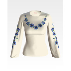 БЖ051кМнннн Вишиванка жіноча Волошки, атлас-котон, бежевий, р. 42-54. Барвиста вишиванка. Заготовка для вишивання бісером або нитками