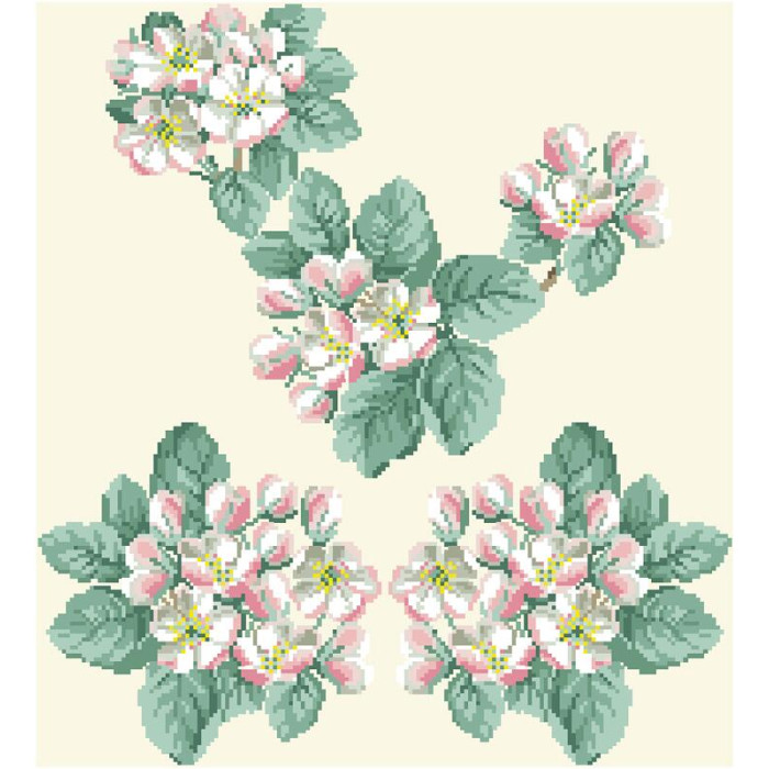 БЖ052кМнннн Вишиванка жіноча Яблуневий цвіт, атлас-котон, бежевий, р. 42-54. Барвиста вишиванка. Заготовка для вишивання бісером або нитками