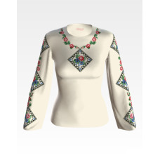 БЖ053кМнннн Вишиванка жіноча Витончені троянди, незабудки, атлас-котон, бежевий, р. 42-54. Барвиста вишиванка. Заготовка для вишивання бісером або нитками