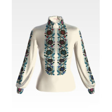 БЖ060кМнннн Вишиванка жіноча Борщівська сучасна, атлас-котон, бежевий, р. 42-54. Барвиста вишиванка. Заготовка для вишивання бісером або нитками