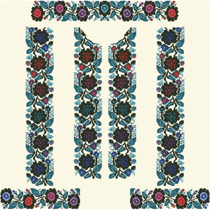 БЖ060кМнннн Вишиванка жіноча Борщівська сучасна, атлас-котон, бежевий, р. 42-54. Барвиста вишиванка. Заготовка для вишивання бісером або нитками